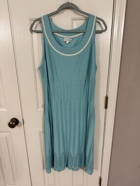 St. John Sport Aqua Blue Sweater Dress L Sleeveless